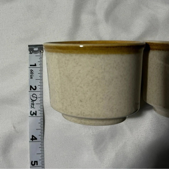 Set of 2 Vintage Mikasa Stone Manor F5800 Coffee Mugs Japan  Tan with Brown Rim - Picture 5 of 7